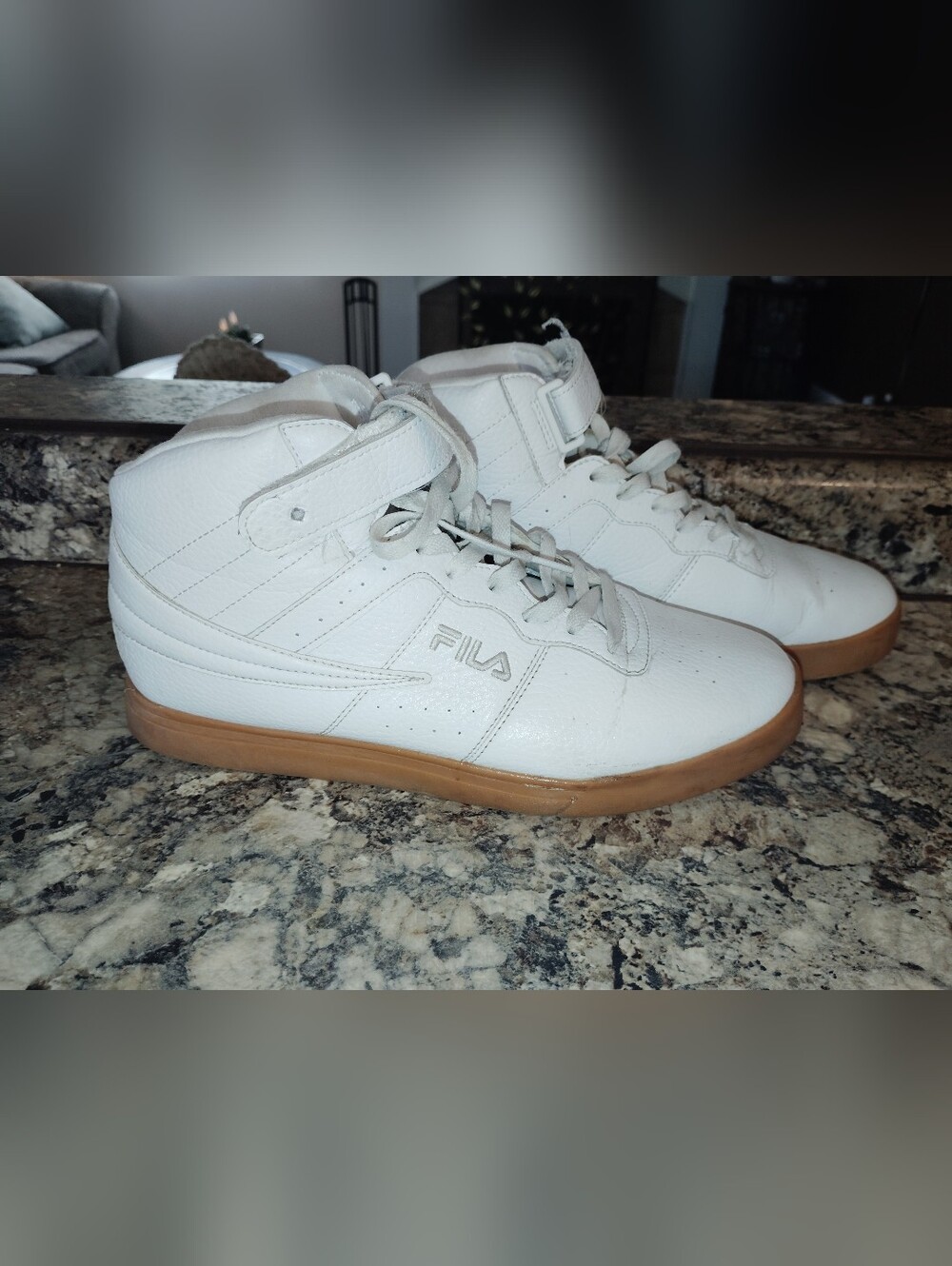 FILA White High-Top Sneakers with Gum Sole